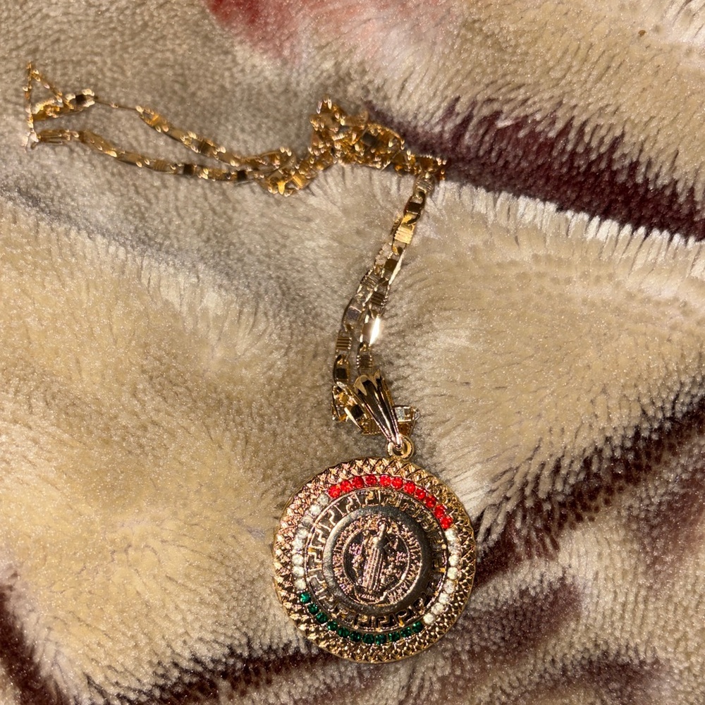 Gold and Multicolor Pendant Necklace